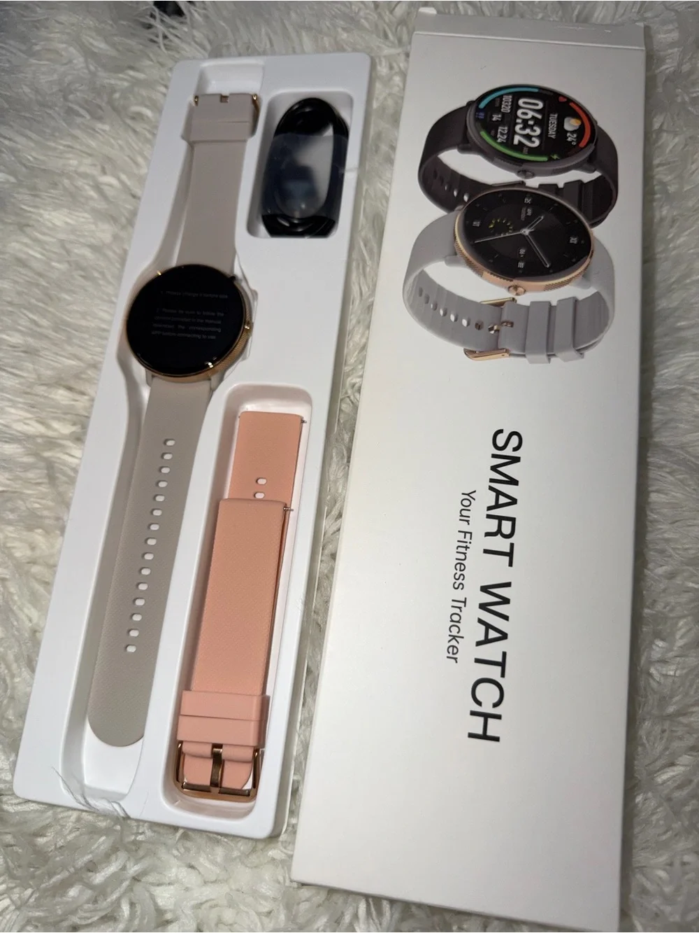 Rose Gold Smartwatch with Pale Pink Band - Health & Activity Tracker